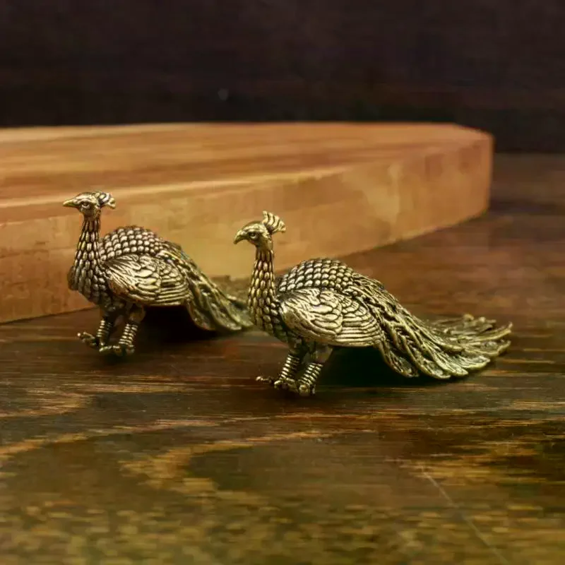 1pc Peacock Ornament Home Decor Statue Figure Brass Chinese Handicraft Decoration Small Brass Ornament