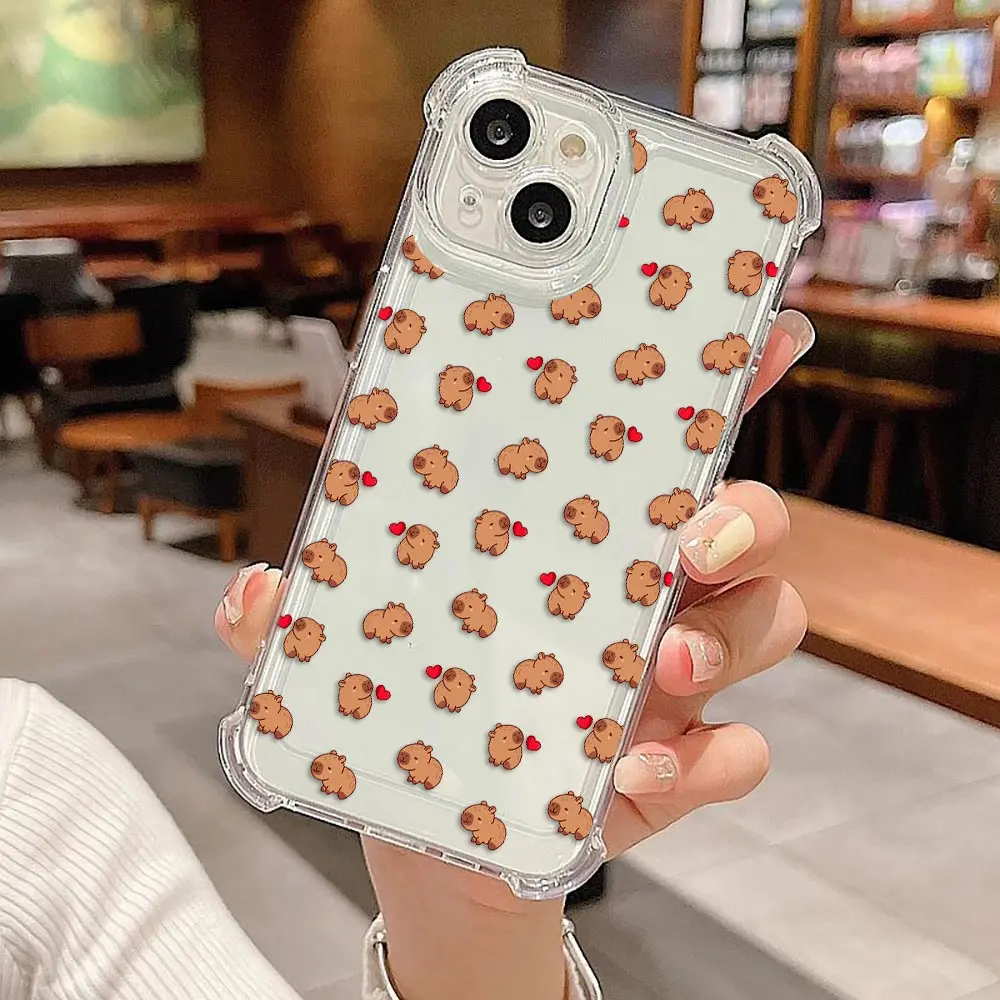 Cartoon Animal Capybara Transparent Bag Phone Case For VIVO V23 V25 V27 V27E V29 V30 V40 V50 V60 V70 S12 S15 S16 S17 S18 Cover