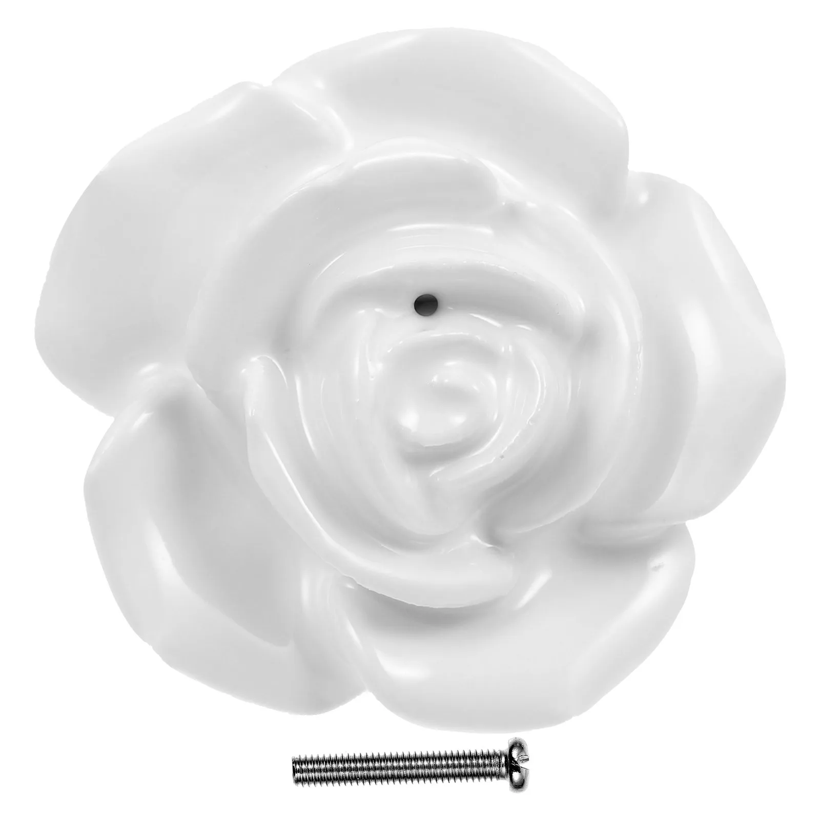 

1Pcs White Ceramic Door Knob Floral Design Durable Safe Material Perfect Surface Treatment Not Easy to Corrode Cabinet Knob
