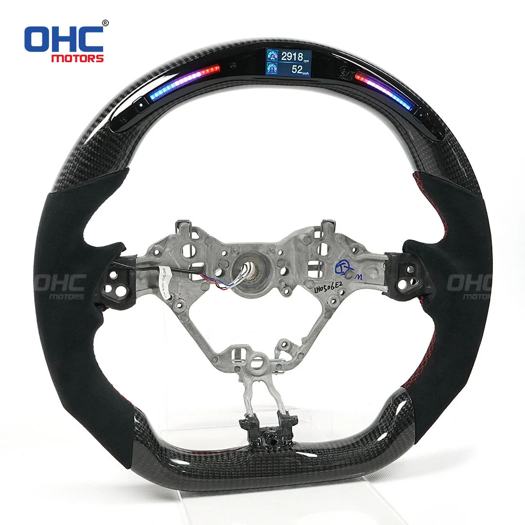 OHC Galaxy Pro LED ألياف الكربون عجلة القيادة الجلدية الكانتارا لتويوتا 86 مخصصة اتصال الهاتف المحمول APP التحكم #6