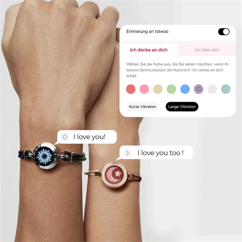 

TOTWOO Long Distance Bracelets For Couples Vibration & Light Up Bracelet, Long Distance Relationship Gifts Smart Pairing Jewelry