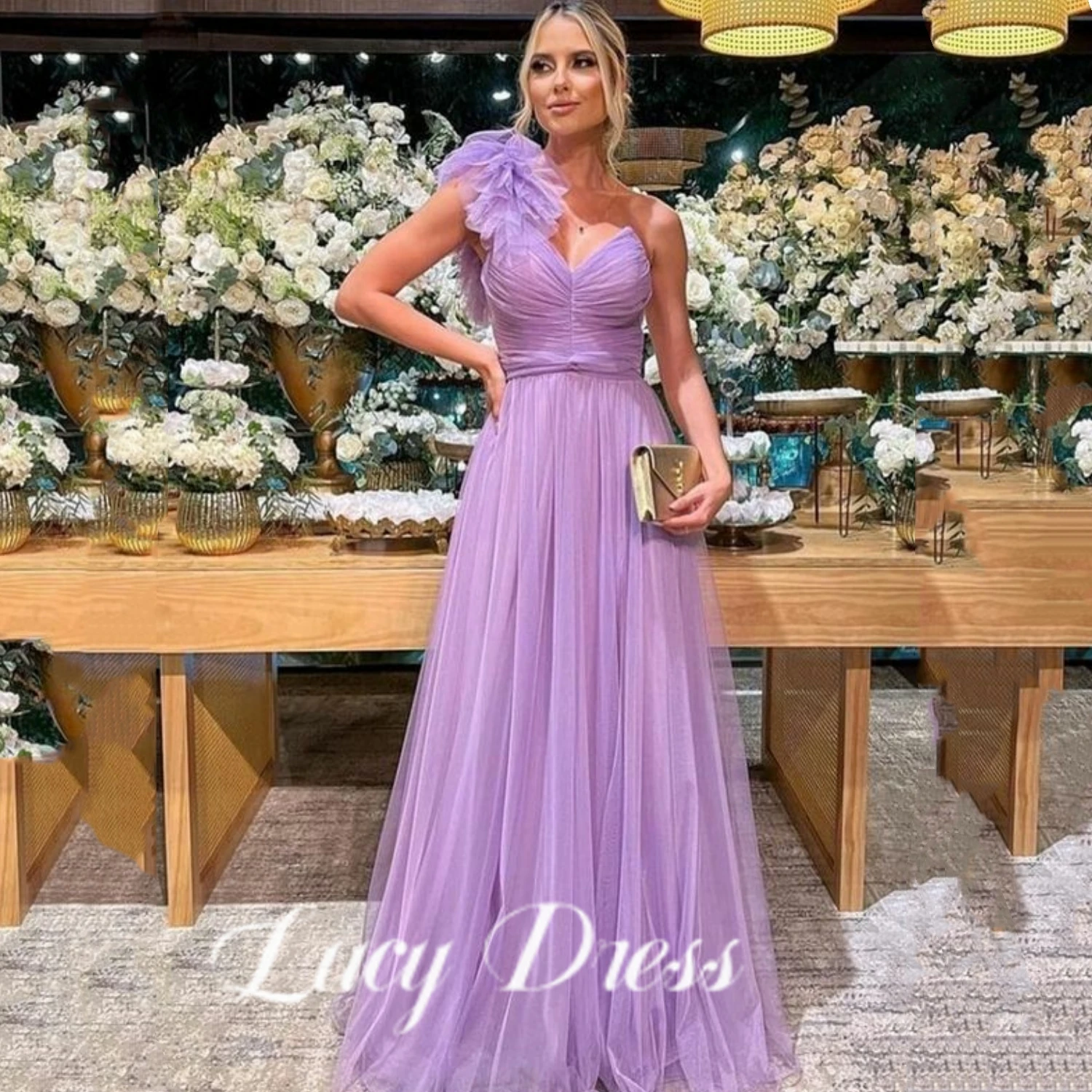 

Sexy One Shoulder Prom Dresses Gorgeous Maxi Vestidos De Fiesta Sweetheart A-line فساتين السهرة Sleeveless Evening Dresses