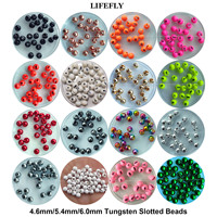 4.6mm, 5.4mm, 6.0mm / 50pcs Slotted Tungsten Beads, Fly Tying, Jig, Fishing, LIFEFLY