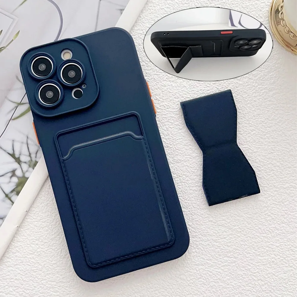 Card Slot Pocket Wallet Phone Case For OPPO Reno 14F 13F 11F 13 14 Pro A54 A55 A36 A76 A17 A198 A58 A38  Soft Shell With Bracket