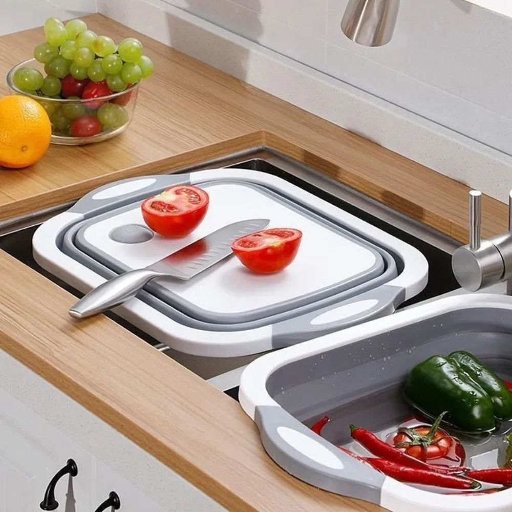 

3-In-1 Multifunctional Folding Cutting Board Folding Plastic Cutting Board Sink Cutting Board Portable Vegetable Wash Basin