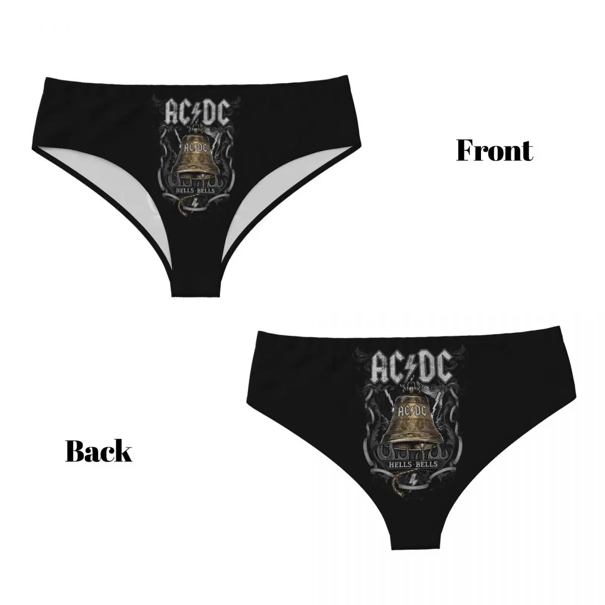 Custom Womens AC DC Heavy Metal Band Music Panties Underwear Female Comfort Rock And Roll Briefs Underpants