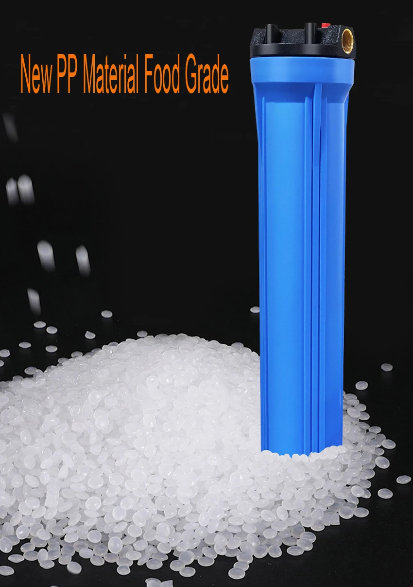 20 Inch Food Grade Commercial Water Filter Housing ,High Flow Pre Filter with 1/2, 3/4 Inch Plastic&Copper Connector Optional