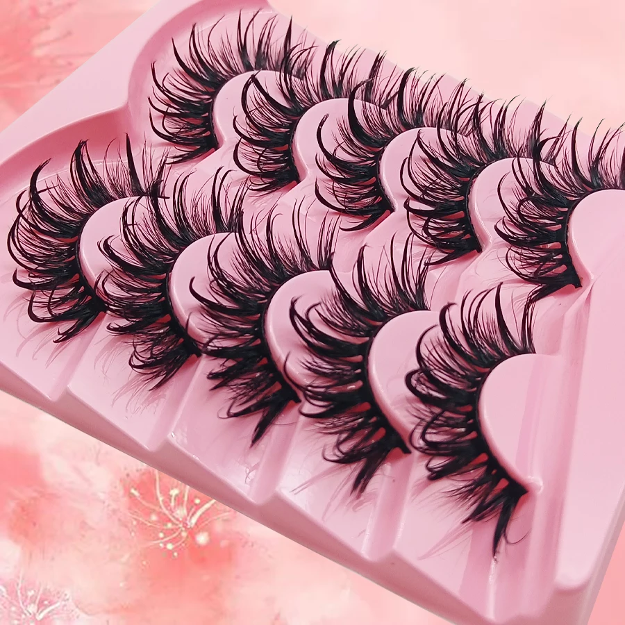 黒いステムの自然な外観のつけまつげ5組、鮮やかで柔らかくふわふわ、ロールプレイングメイクに適しています。