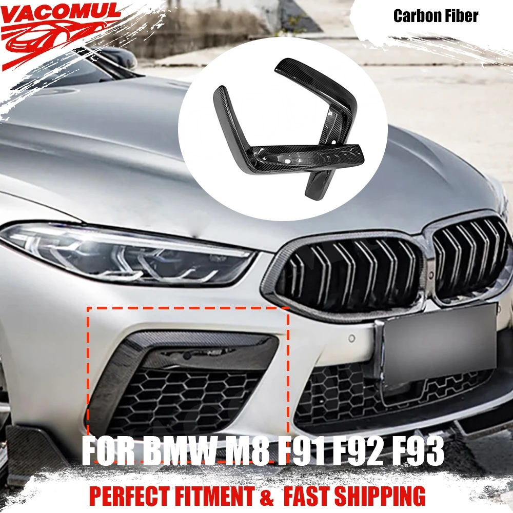 

VACOMUL For BMW M8 F91 F92 F93 2017-2023 Carbon Fiber Front Fog Lamp Fins Splitters Canards Fins Car Exterior Trims