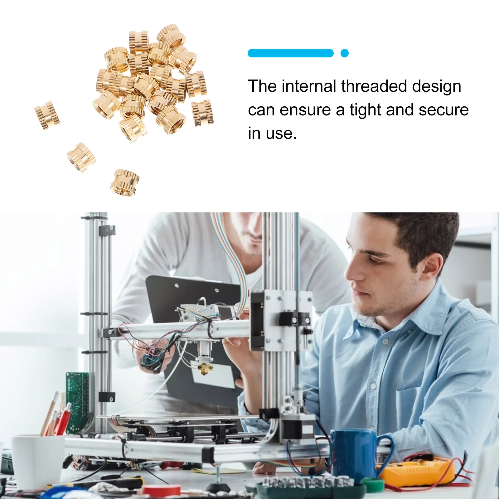 

20 Pcs Brass Nut Nuts Threaded Insert Knurled Inserts for Metal Copper Heat Replacement Self Tapping