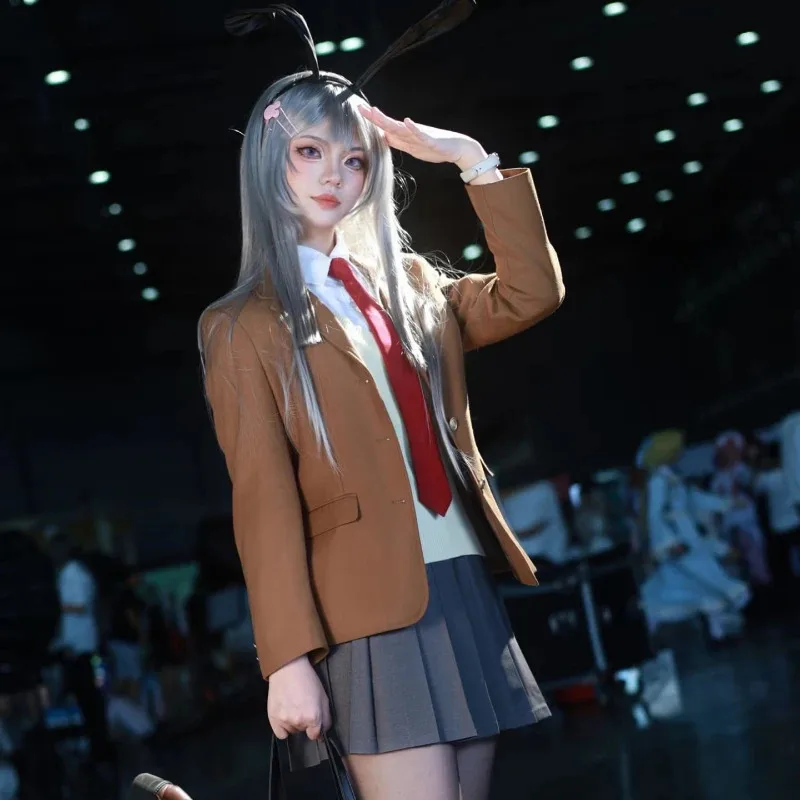 أنيمي الوغد لا يحلم الأرنب فتاة Senpai Sakurajima ماي تأثيري حلي شعر مستعار آذان الأرنب أغطية الرأس حفلة الهالوين مجموعة كاملة