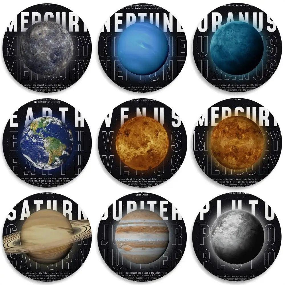 

Planets Solar System Sun Moon Badges Round Exquisite Badge Brooches Creative Pins For Clothes Hat Backpack Gift Accessories