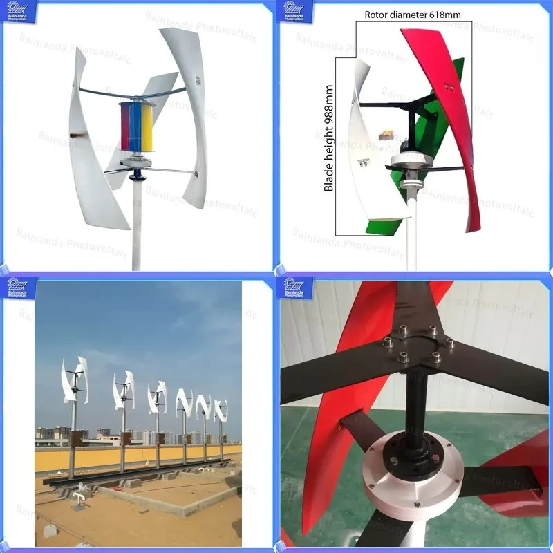 10KW Hybrid Solar Wind Generator System Vertical Axis Wind Turbine 800W 1kW 2kW 3kW 5kW Off Grid Power Station Home Backup