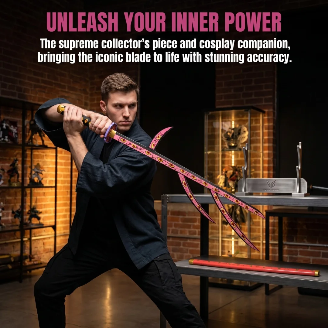 41 inch Demon Slayer Kimetsu No Yaiba Kawaii Cutecore Cosplay Essentials Kokushibo Tsugikuni Michikatsu Katana Sword Collection
