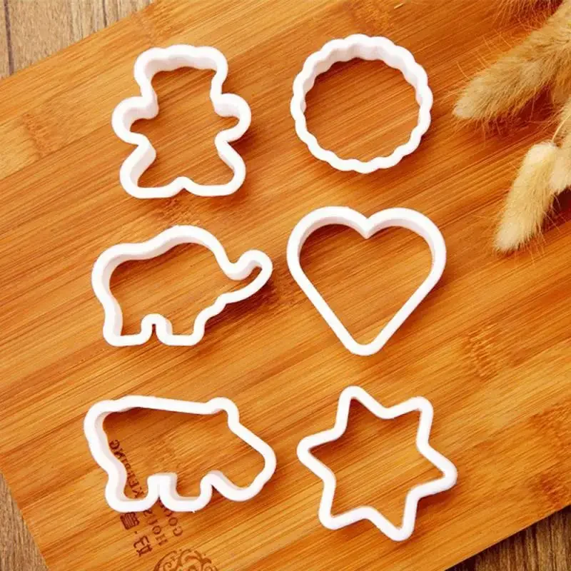 6PCS/set Sugar Biscuit Press Stamp Embosser Cookie Cutter Biscuit Mold DIY Fondant Cake Mold Pastry Decor Baking Accesories