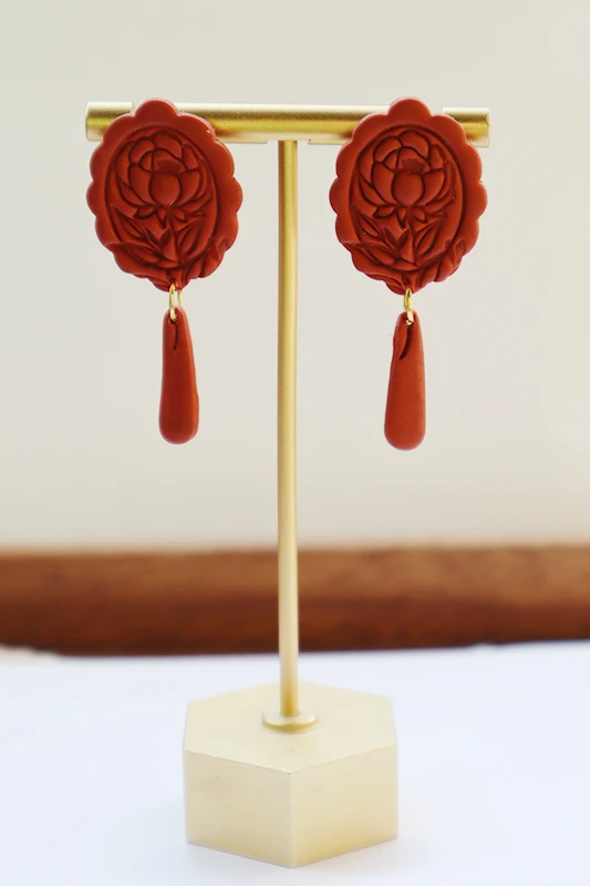 Engraving Flower Clay Dangle Earring Earrings for Women Girls 2025 New Handmade CLay Drop Earrings Jewelry Christmas Present
