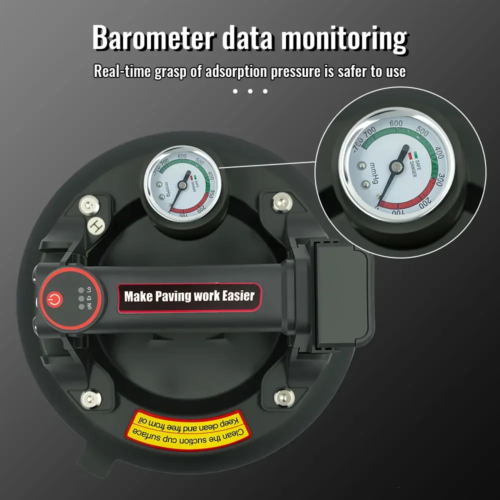

8-дюймовая вакуумная электрическая присоска с манометром, съемная аккумуляторная присоска, удобная и практичная, проста в эксплуатации