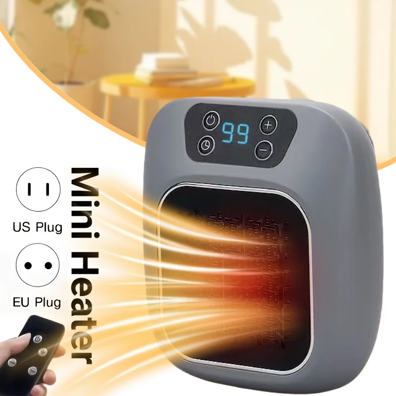 

Household Mini Electric Heaters Wall-Mounted 600W Bathroom Heater Office Desktop Air Heater With Remote Control Plug-in Warmer