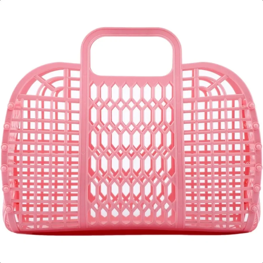 

Jelly Bags Reusable Gift Basket Girls Beach Bag Toddler Retro Purse Halloween Bridal Shower Easter Small Pale Pink