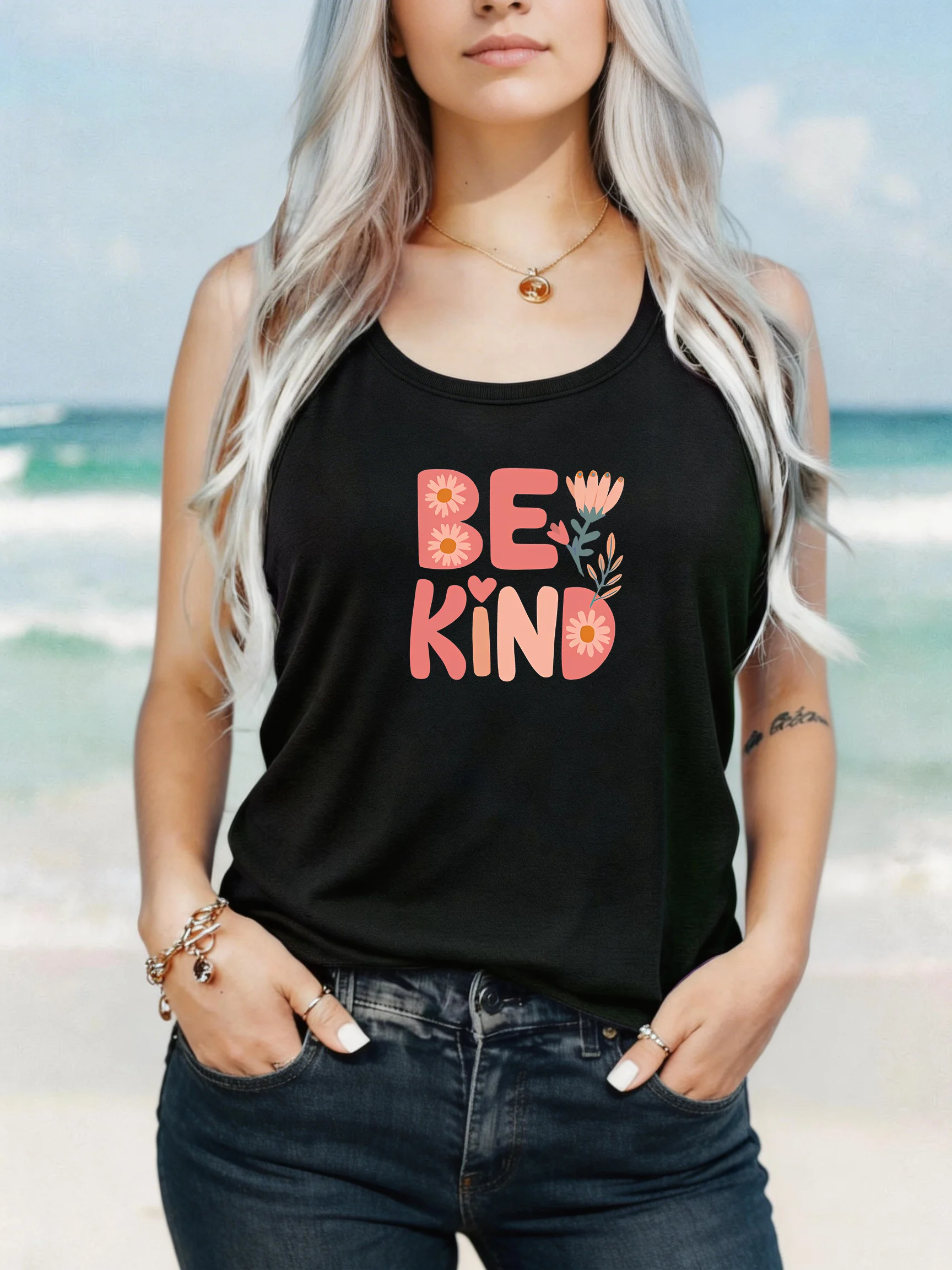

Loose Fit Printed Pocket T-Shirt for Women with Ribbed Collar round Neck 1-8XL plus Size Comfortable Casual Vest