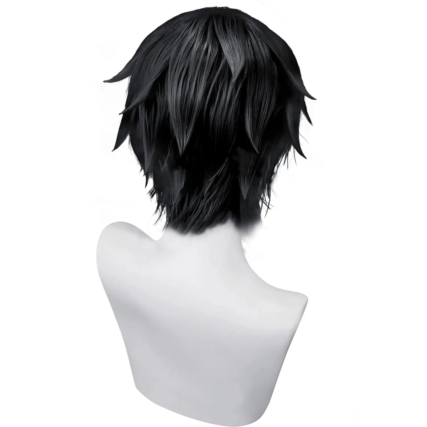 Black Wig for Men Women Short Black Mens Cosplay Wig Layered Wig Fluffy Black Cosplay Wig for Halloween Party