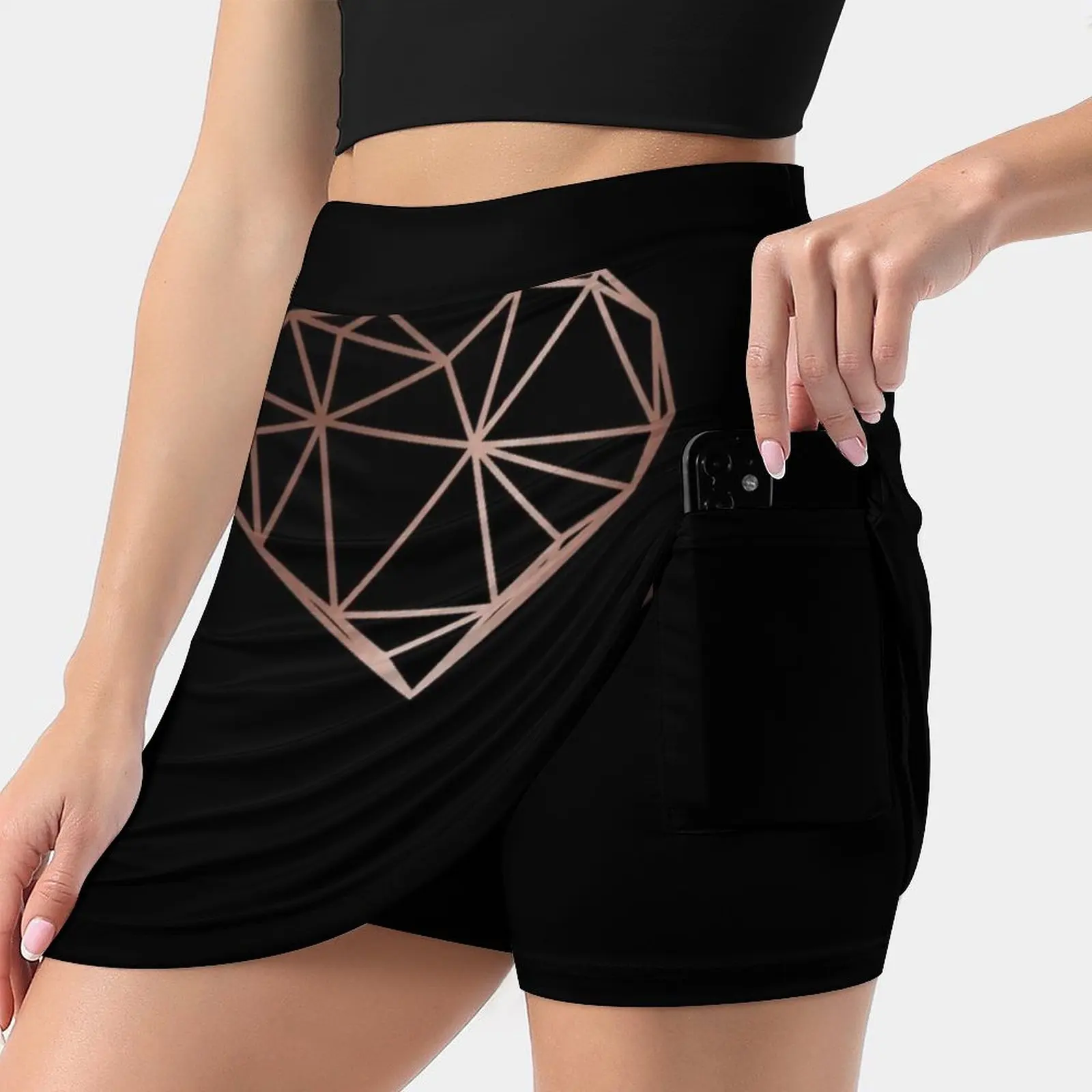 

Rose Gold Geometric Heart Women's skirt Mini Skirts A Line Skirt With Hide Pocket Heart Rose Gold Gold Rose Rose Gold Heart