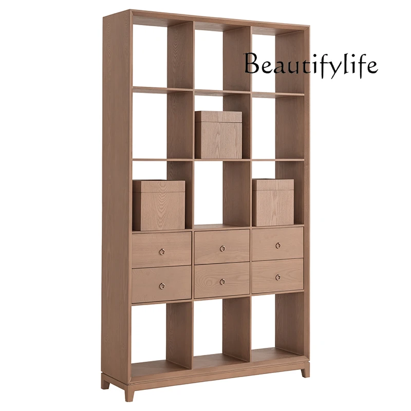 

New Chinese Style Bookshelf Zen Antique Shelf Solid Wood Bookcase Floor Showcase Decorative Display Cabinet