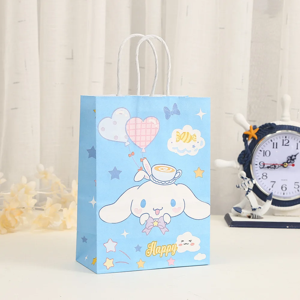 Sanrio Hello Kitty bolso de mano de papel Kraft Kuromi bolsas de mano de regalo patrón creativo de dibujos animados bolsas de papel Kraft regalo de cumpleaños para niños