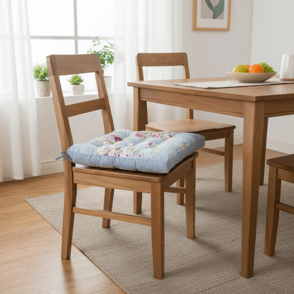 Rustic Floral Print Korean-Style Tatami Cushion Cotton Filling Square Seat Pad Non-slip Thickened Chair Mat Dinning Chair