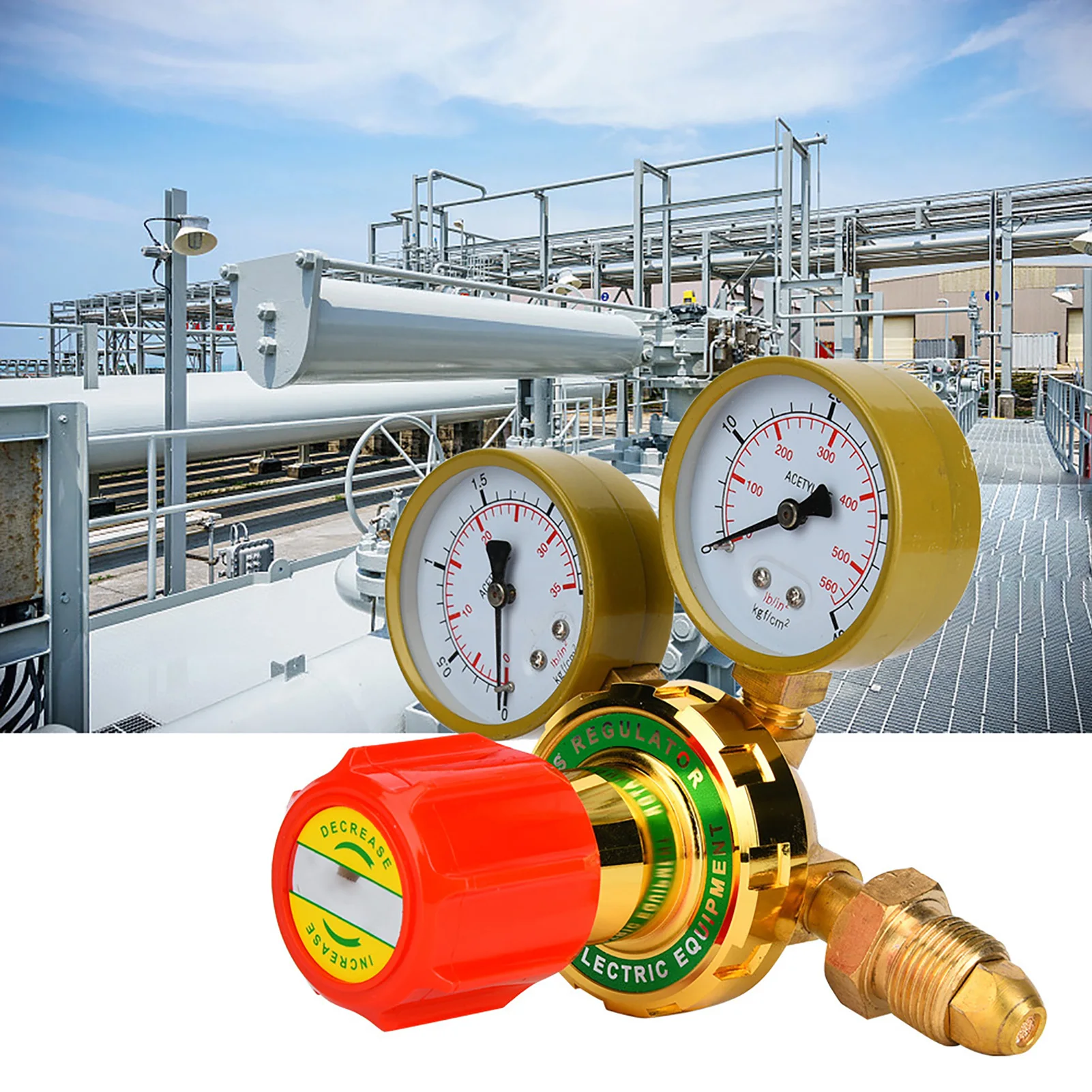 Acetylene Pressure Gauge High Temp Resistant Gas Regulator Copper Professional for Gas Torch Welding for Electronic Industry