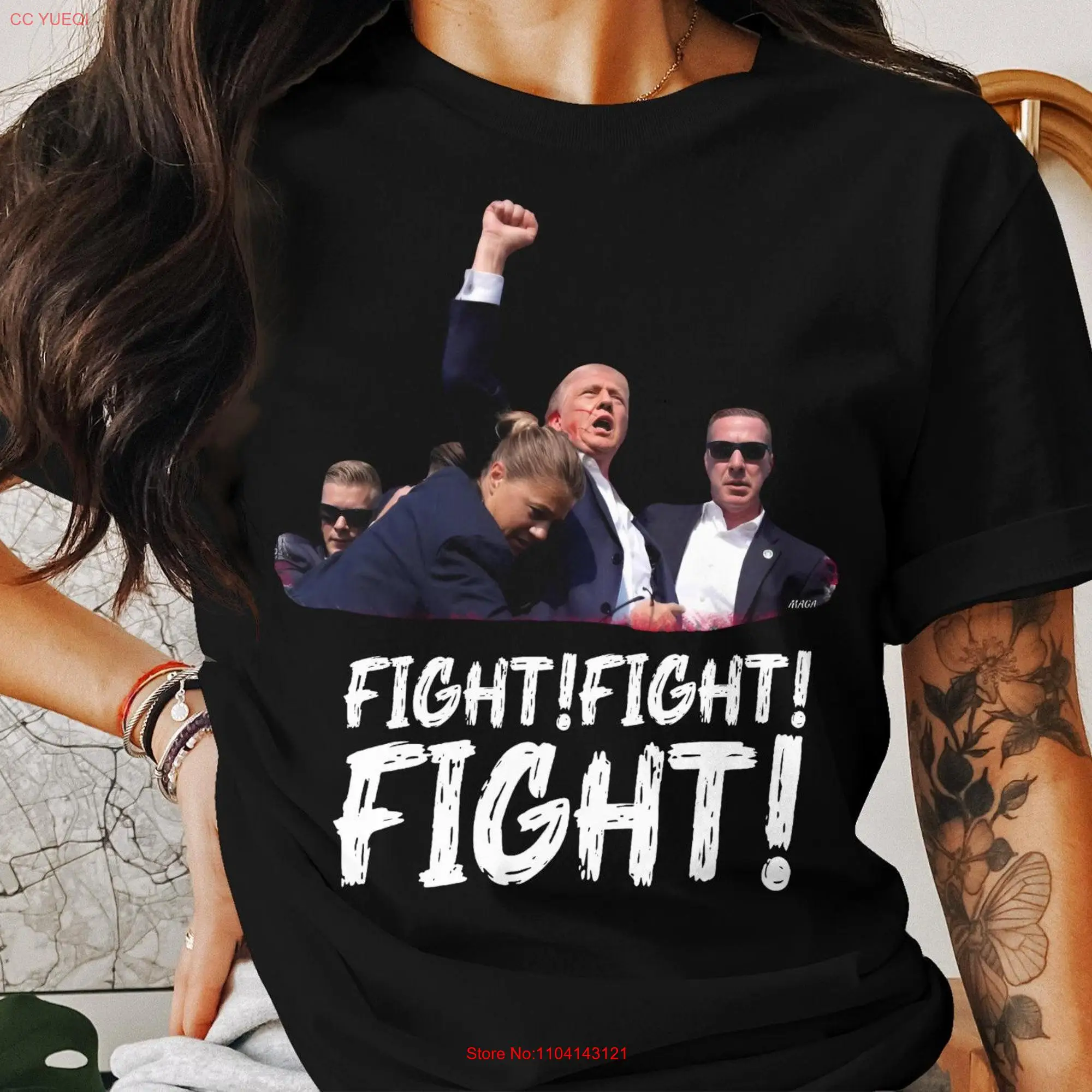 Trump Fight T Shirt God Bless President Donald 2024 Support Election long or short sleeves