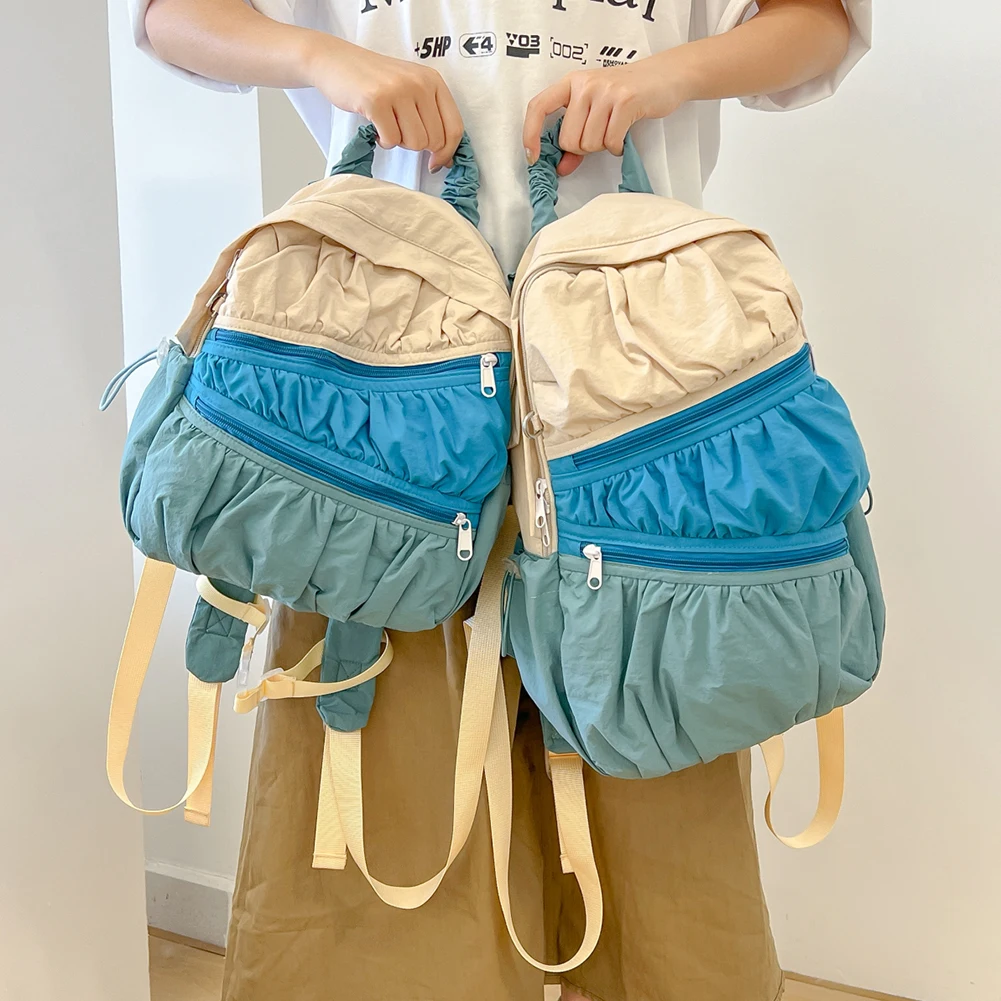 حقيبة ظهر عصرية بألوان متباينة، حقيبة ظهر لطيفة للطلاب، سعة كبيرة، حقيبة سفر مطوية، متعددة الجيوب، حقيبة سفر خارجية #2