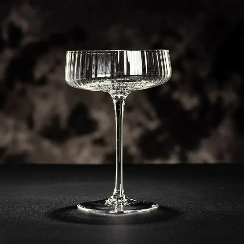 Japanese Style Vertical Pattern Cocktail Glasses Cups Cross-cut Martini Glass Cup Creative Champagne Tall Tower Glass Cups