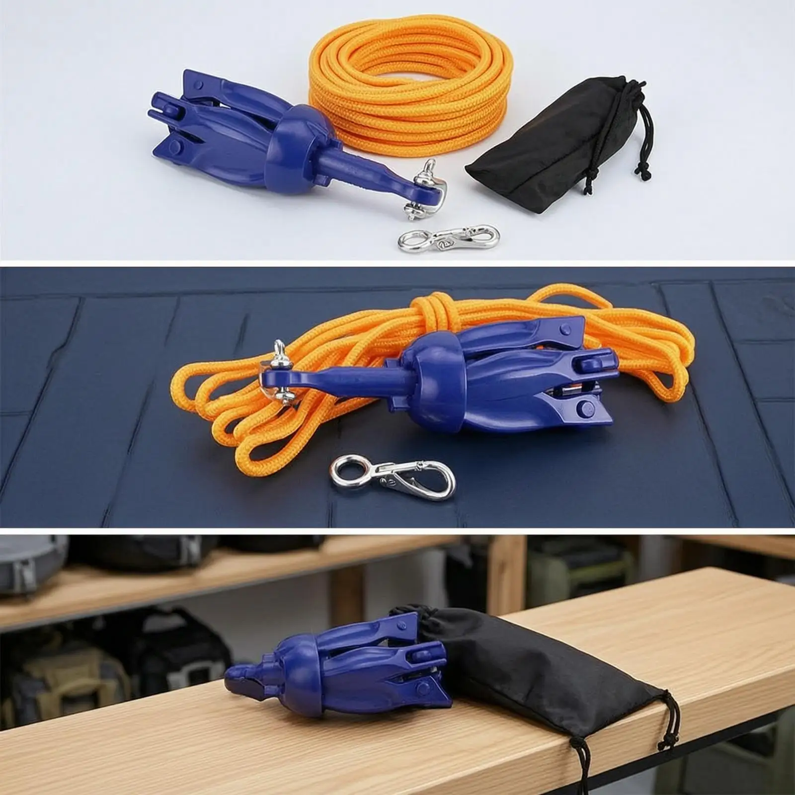 Folding Anchor with Rope Foldable Folding Boat Anchor-Grade for Kayakers, Boaters, Kayak Fishing