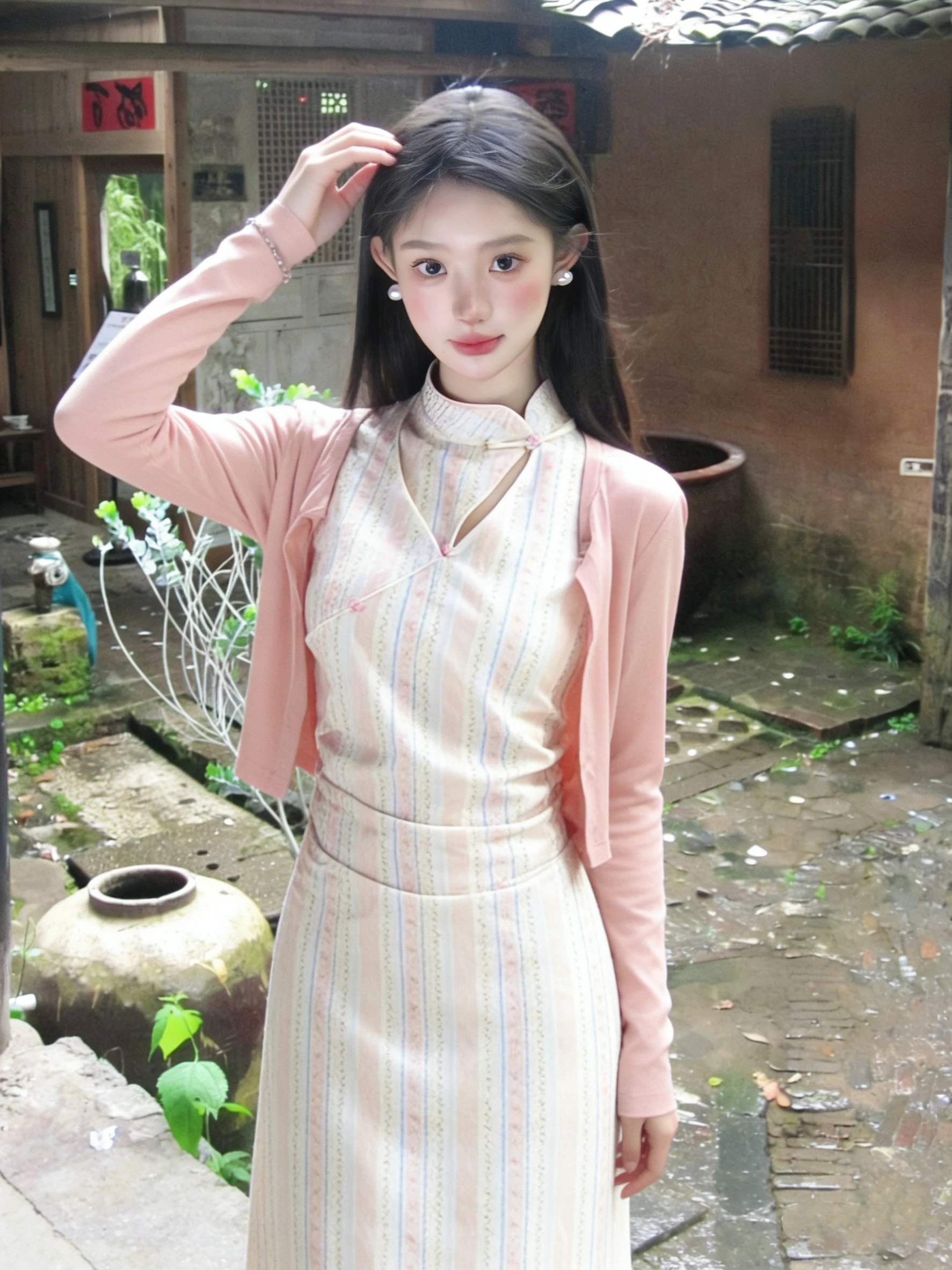 

Новое женское платье-ципао в китайском стиле с полосками, длинными рукавами и цветочным принтом, винтажное макси-платье с рукавами-лепестками