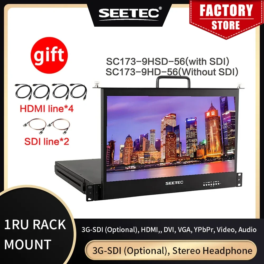 

SEETEC 17.3 Inch 1RU Pull Out Rack Mount Monitor Full HD 1920x1080 SC173-HSD-56 for Broadcast Director Monitor