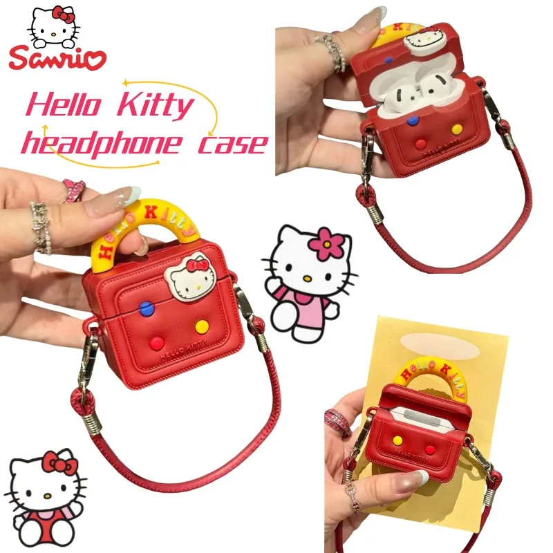 

Вторичная периферия Hello Kitty, креативная маленькая квадратная сумка в форме Bluetooth-гарнитуры, декоративный защитный чехол в подарок.