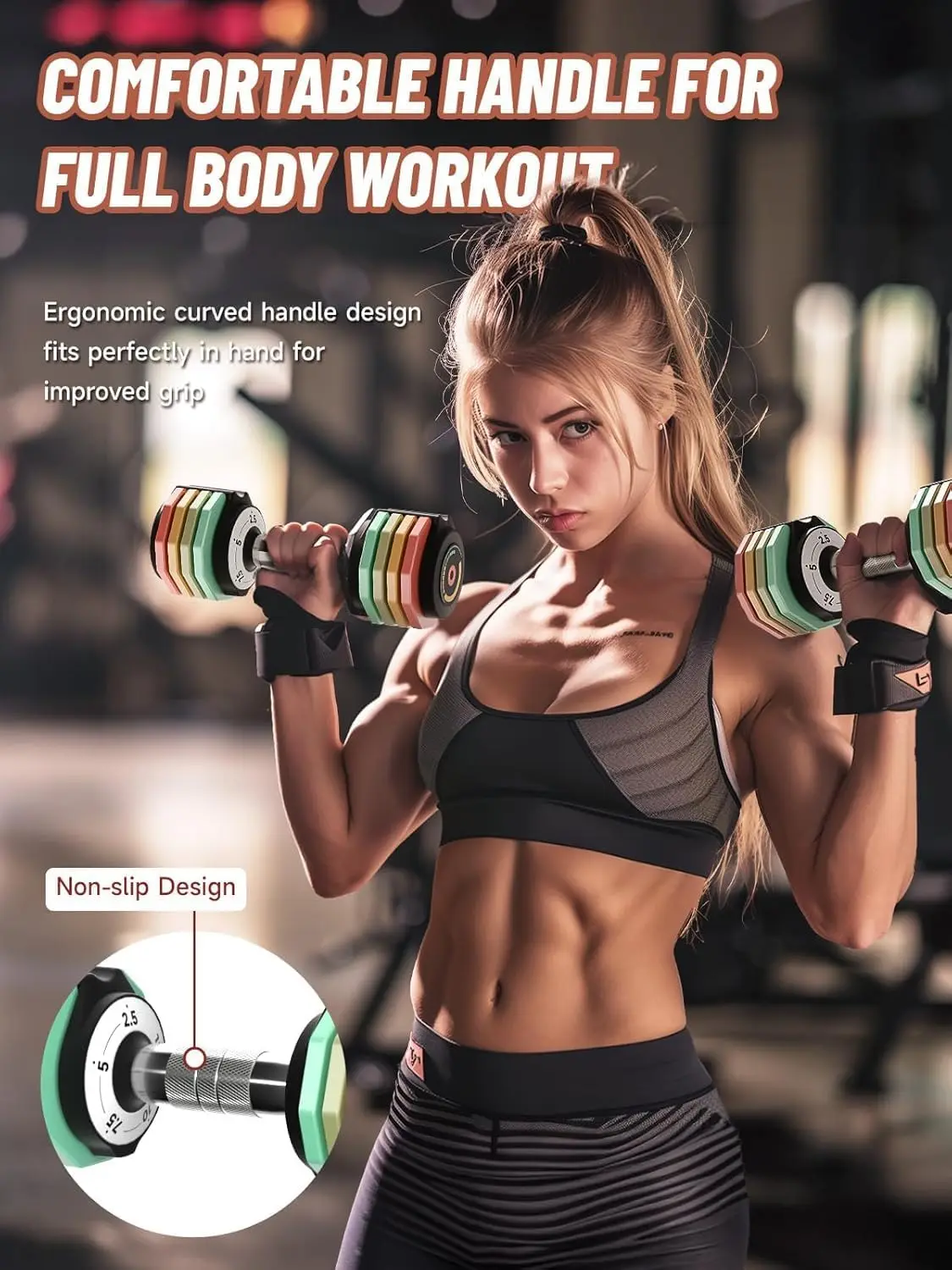 Adjustable Dumbbells Set 12.5LB Pair, 1-Sec Fast Adjustable 5 Free Weights, Premium Comfort Non-slip Metal Handle, Compact Size