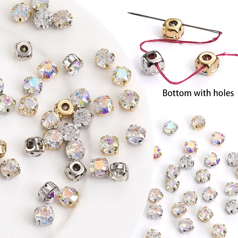 10pcs High-Quality Glass Crystal With Claw Glitter Rhinestone DIY Clothing Accessories Glass Beads For Jewelry Decoration Stones