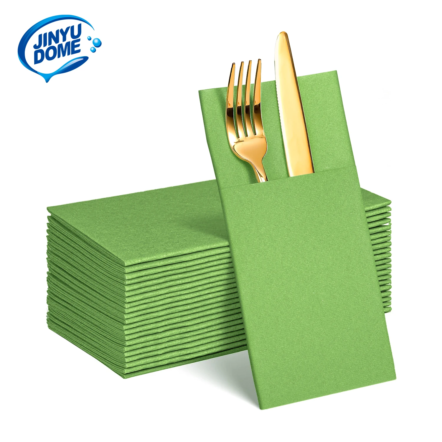 JINYUDOME Light Green Soft Napkin Disposable,Paper Napkins 15.75x15.75in,Linen Feel Napkin for Dinner Party Wedding Events