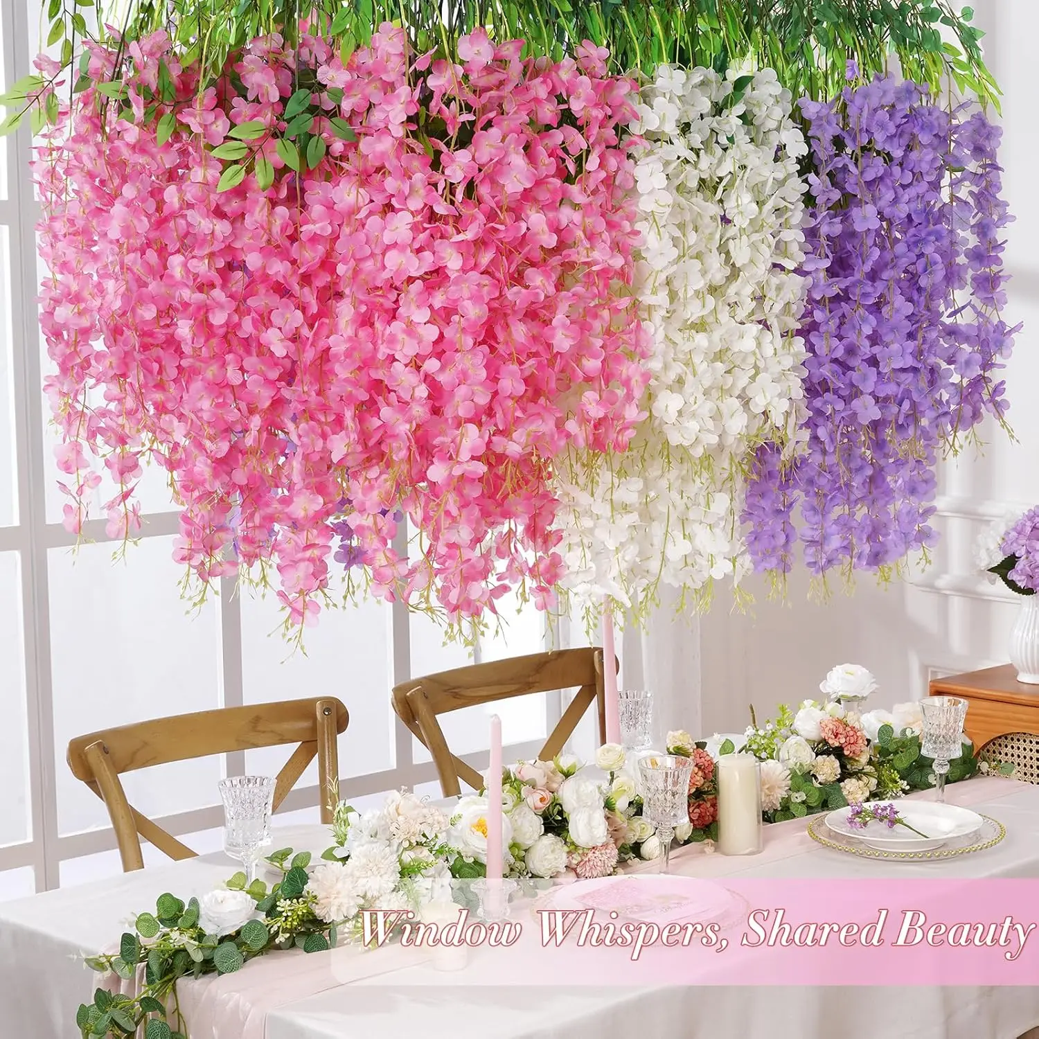 

Wisteria Hanging Flowers Artificial Fake Decorative Vine Garland for Bedroom Wall Decor Lush Greenery Fake Flower Vines 3.6 Ft