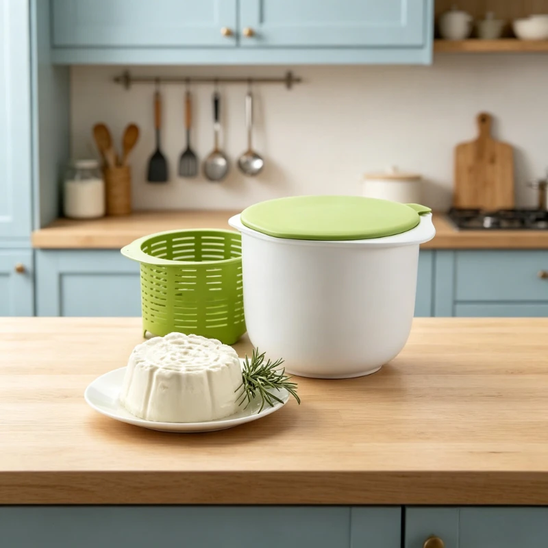 Kit de silicona para hacer queso fresco en microondas, cubo con filtro para drenar suero de queso y receta para queso casero, utensilios de cocina