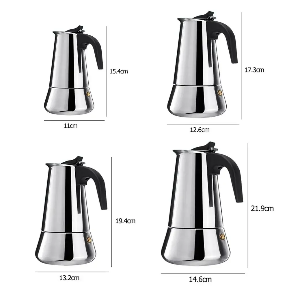 Stainless Steel Coffee Maker Coffee Pot Moka Pot Geyser Coffee Makers Kettle Coffee Brewer Latte Percolator Stove Coffee Tools