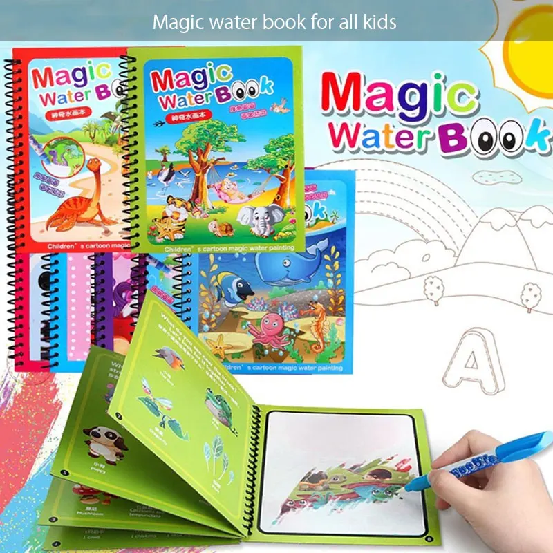 

Children DIY Magical Water Painting Book Toddler Early Education Toys Reusable Magic Drawing Coloring Creativity Board For Kids