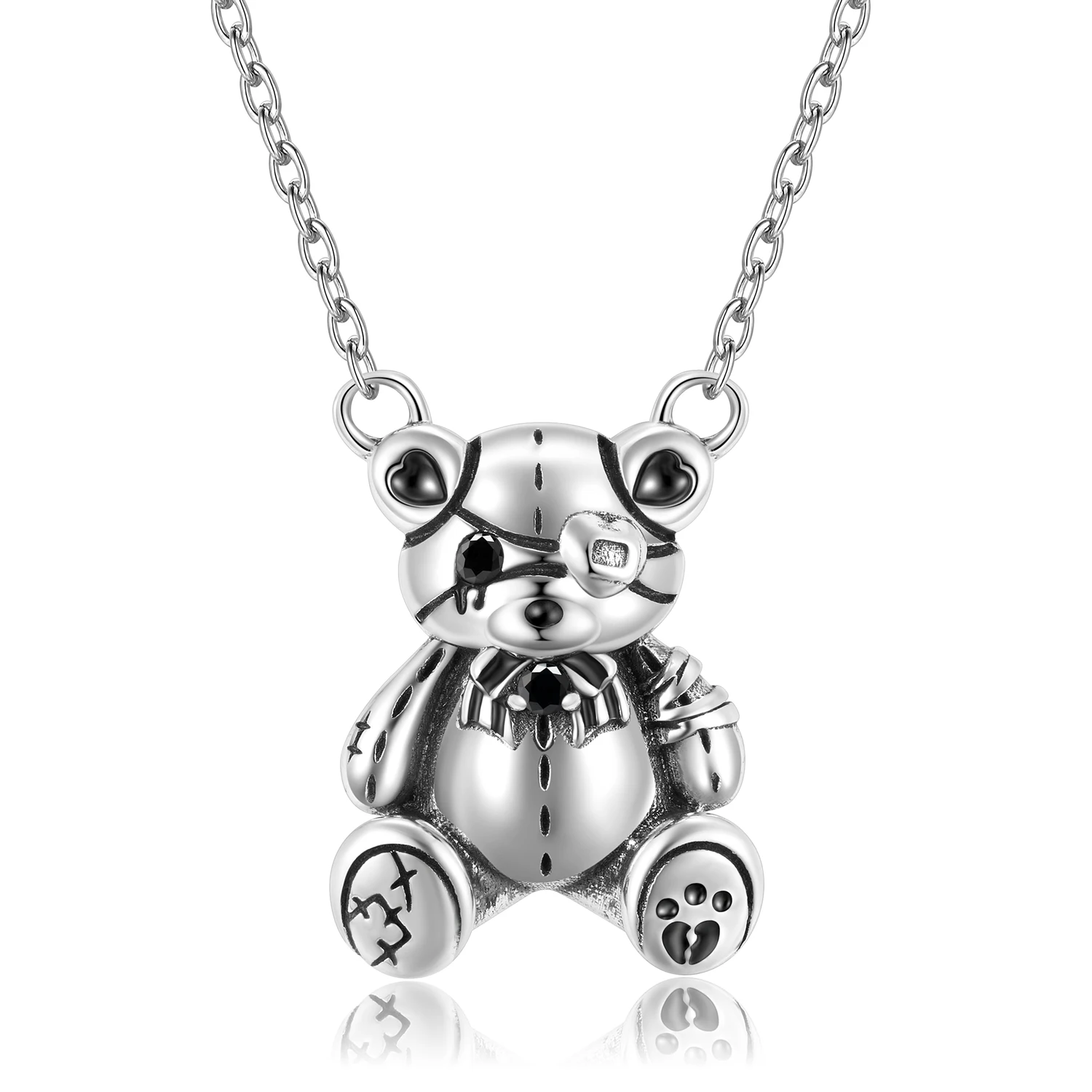 Jiuhao 925 Sterling Silver Violent Dolls Cry Little Bear Pendant with Necklace for Women Birthday Gift Fashion Fine Jewelry