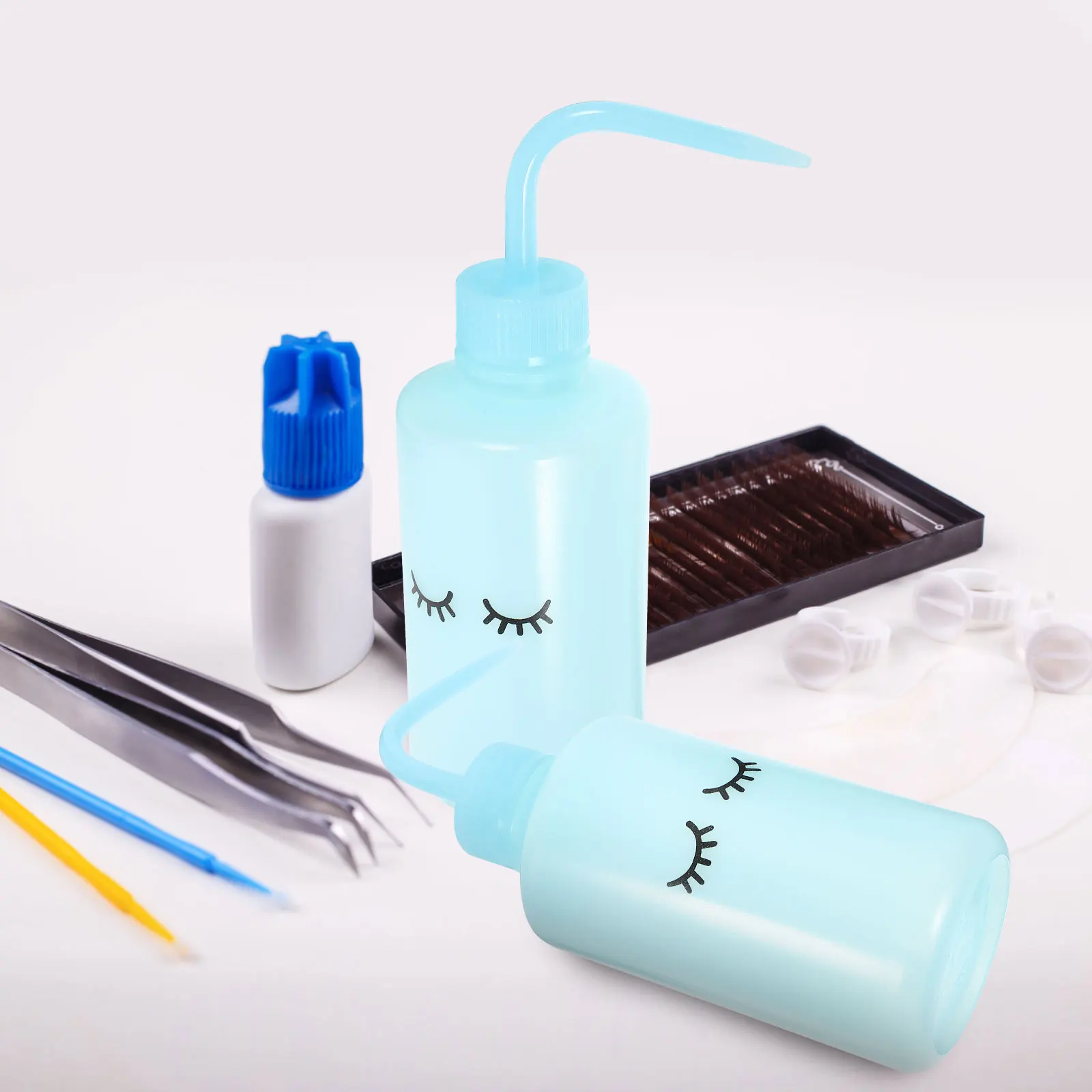 2 Stuks Lash Wasflessen Knijpflessen Wimperwasfles Smalle Tuit Wasfles Voor Lash Watering Wimperverlenging