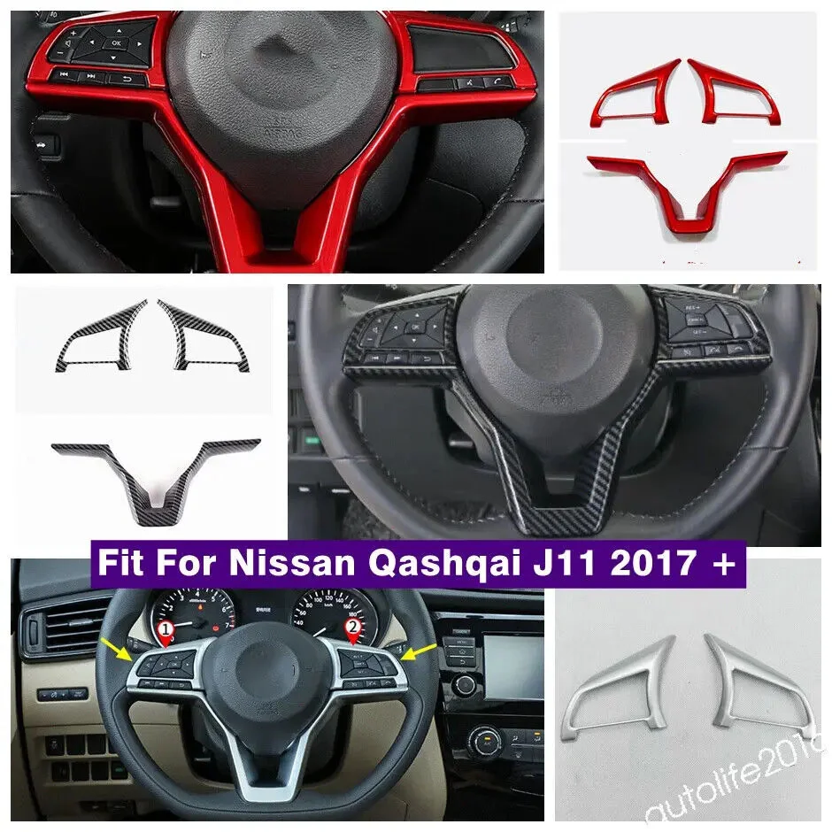 

Car Accessories Steering Wheel Button Decor Frame Cover Trim For Nissan Qashqai J11 2017 - 2020 Red / Matte / Carbon Fiber Look