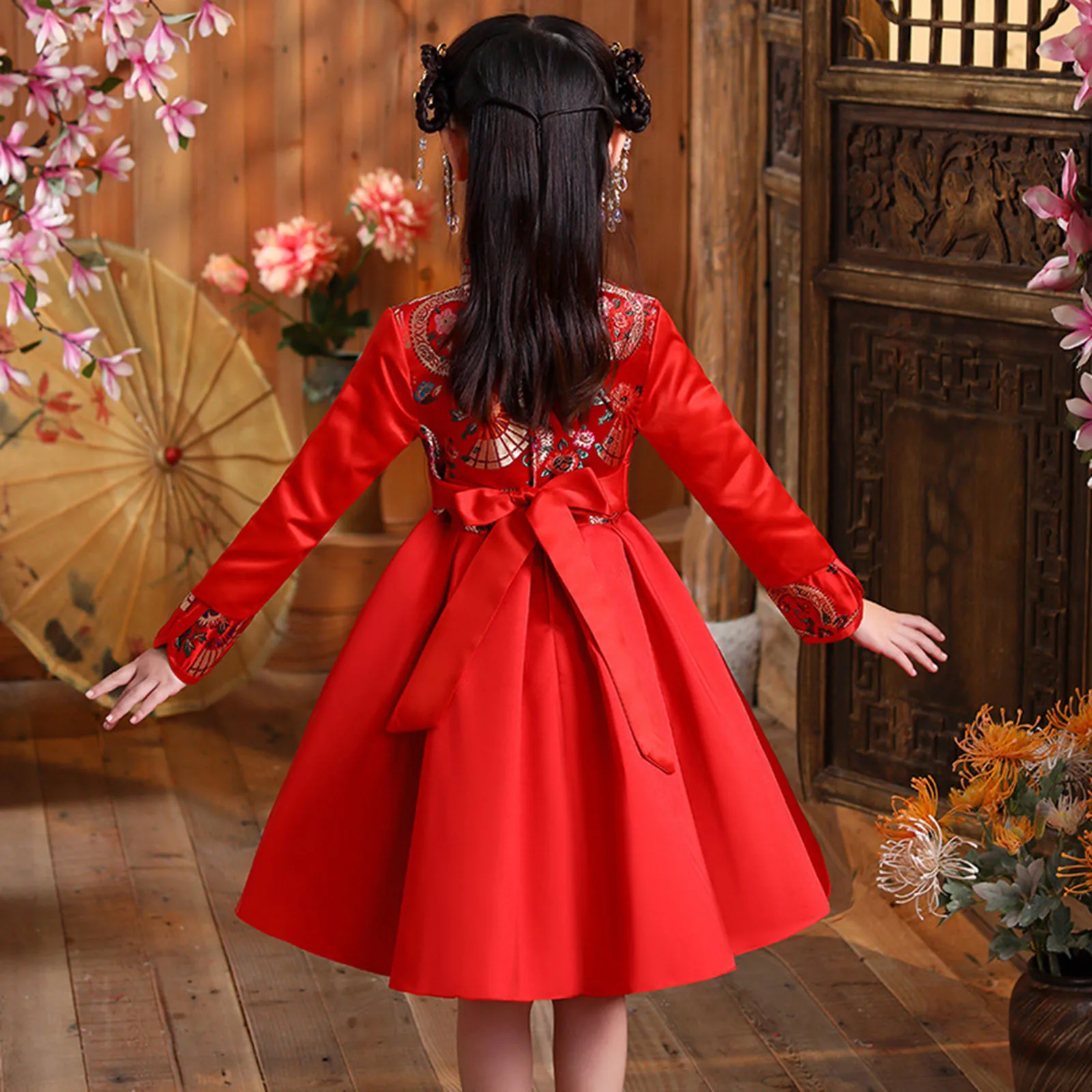 Cheongsam Dress Kids Clothes Girls New Year Tang Suit Thick Warm Princess Dresses Chinese Traditional Cheongsam Clothes