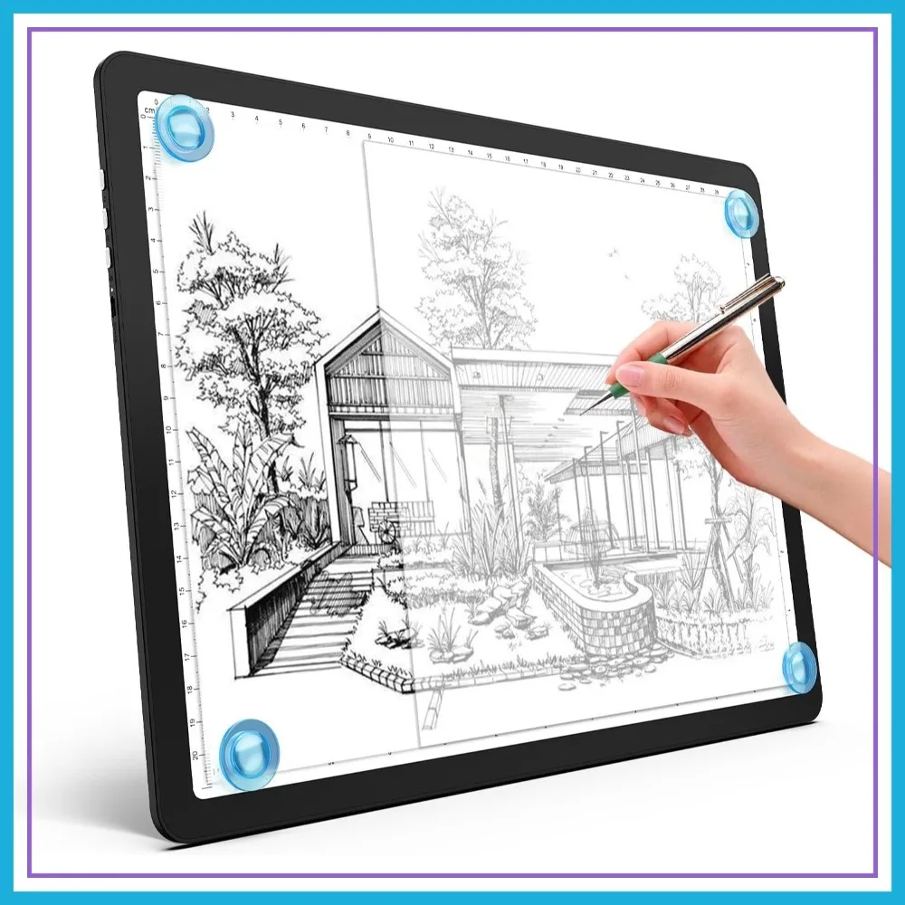 

Super Bright A4 LED Light Pad for Tattoo Transfer, Drawing, Diamond Painting, Adjustable Corded Light Box with Side Buttons