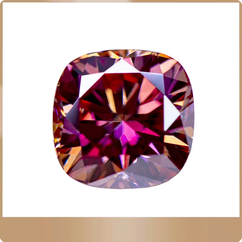 

Moissanite Stone Cushion Cut Watermelon Red Color Lab Lab Growth Diamond Test Passed Gemstone for Jewelry Making GRA Certificate